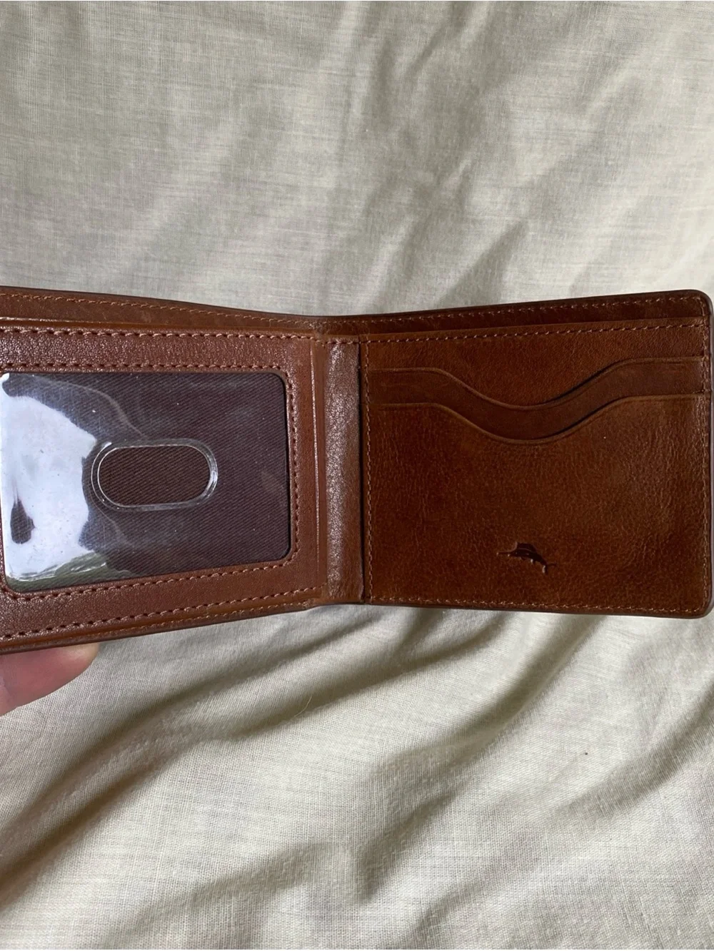 Tommy Bahama Brown Leather Bifold Wallet Slim Card Holder Mens